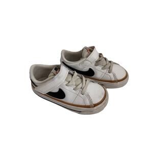 Nike Court Legacy Toddler Sneakers White Black Gum Hook & Loop Size 8C